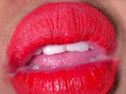 Morocco 18yo Hot Girl Licking Her Mouth Juicy & ASMR Movements Tongue With Red lipstick 6/16