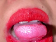 Morocco 18yo Hot Girl Licking Her Mouth Juicy & ASMR Movements Tongue With Red lipstick 9/16