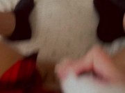 Girl Masturbates with Vibrator Wand in a Plaid Skirt - Augustbye Cums 9/16