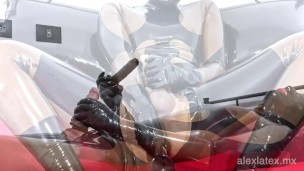 Deep throat fun with dildo T2, sucking and anal fuck - Alex Latex