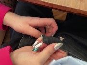 SCHOOLGIRL HANDJOB to a CLASSMATE under the table at math class 3/16