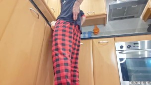 Kitchen Surprise: Fucking a Tight Ass Toy with My Big Cock - Moans and Cum Inside - Hotsportfitboy