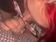 Hot nerdy redhead slut sucks cock with perfect eyes 2/16