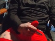 I sure look good in red and don't y'all love my socks lol but look at my cock umm even better  huh 2/16
