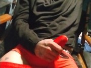 I sure look good in red and don't y'all love my socks lol but look at my cock umm even better  huh 3/16