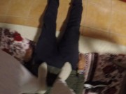 Using my slave as a doormat