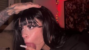 Teen egirl (me :P) is super happy to give the first blowjob of 2025 on a big cock