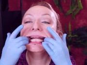 ASMR: I touch my face and teeth with medical gloves 12/16