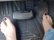 Pedal pumping barefoot with jeans on in my big truck using my big size 11 feet and my long toes 10/16