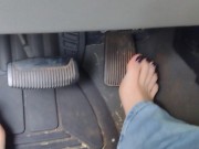 Pedal pumping barefoot with jeans on in my big truck using my big size 11 feet and my long toes 14/16