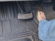 Pedal pumping barefoot with jeans on in my big truck using my big size 11 feet and my long toes 2/16