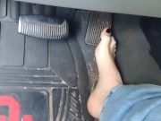Pedal pumping barefoot with jeans on in my big truck using my big size 11 feet and my long toes 3/16