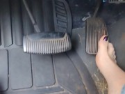 Pedal pumping barefoot with jeans on in my big truck using my big size 11 feet and my long toes 4/16