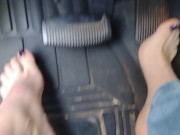 Pedal pumping barefoot with jeans on in my big truck using my big size 11 feet and my long toes 9/16