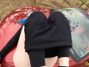 sexy cute schoolgirl with blue hair likes to have anal sex in a car after school 11/16