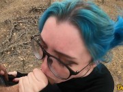 sexy cute schoolgirl with blue hair likes to have anal sex in a car after school 14/16