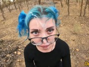 sexy cute schoolgirl with blue hair likes to have anal sex in a car after school 16/16