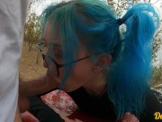 sexy cute schoolgirl with blue hair likes to have anal sex in a car after school 6/16