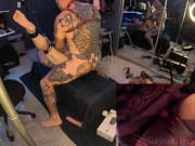BDSM Tied up slut takes a good fucking and a huge dildo on the sex machine
