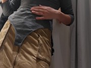 The hot mom was taking off her clothes. Brunette milf pussy hair, big tits, big ass 8/16