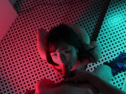 Horny Japanese girl gives you blowjob and swallows his cum in the bathroom of night club 7/16