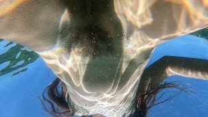 4K Underwater Dildo FUCK # Public Totally Naked swim