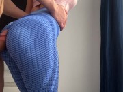Assjob with sexy fitness girl afther workout-cumshot on sport pants 5/16
