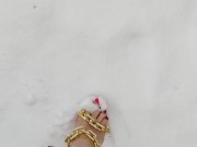Walking with my stripper heels on in the snow barefoot 14/16