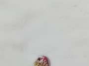 Walking with my stripper heels on in the snow barefoot 16/16