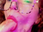 very messy blowjob, saliva on face and tits 10/16