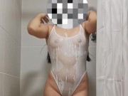 Wearing transparent bikini in the shower 3/16