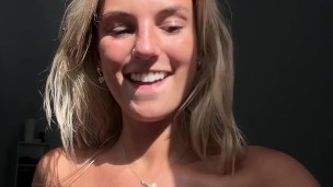 High School Girl gets Oiled Up Before Her College BF Comes Over!