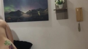 I ride my friend's harness and have an orgasm.