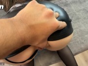 Sexy stepsister in leather skirt and stockings wants to go to a nightclub and seduces me 4/16