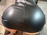 Sexy stepsister in leather skirt and stockings wants to go to a nightclub and seduces me 6/16