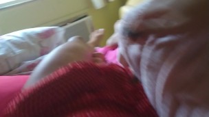 I woke up with my giant cock very hard in my panties