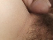 Masturbating the head of my cock with the head of my wife's clitoris. 5/16