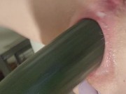 Making my noisy hole queef and cream with a cucumber