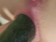 Making my noisy hole queef and cream with a cucumber 7/16