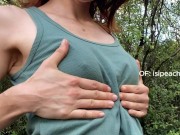 Redhead seduces you in the forest: plays with her breasts, shows her butt, spanks herself, and tease 1/16