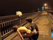 【野外露出】車がびゅんびゅん通るから夜でも恥ずかしい💦　でも野外で全裸は気持ちいい♪ 16/16