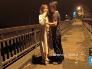 【野外露出】車がびゅんびゅん通るから夜でも恥ずかしい💦　でも野外で全裸は気持ちいい♪ 2/16