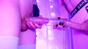 Big Dick Femboys share a Docking Toy and cum a big load