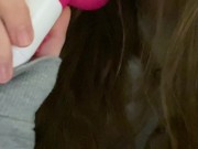 Young pretty brunette sucking her pink toy 4/16