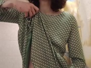 Trans-girl Stesha masturbates her small clit in the toilet 7/16
