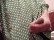 Trans-girl Stesha masturbates her small clit in the toilet 9/16