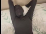skinny girl in zentai gets cumshot on her belly 10/16