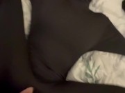 skinny girl in zentai gets cumshot on her belly 4/16