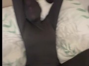 skinny girl in zentai gets cumshot on her belly 9/16