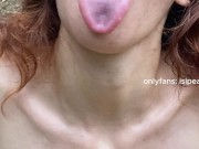 Horny redhead undresses in the forest, shows her holes, and you take her front, back, and mouth 16/16